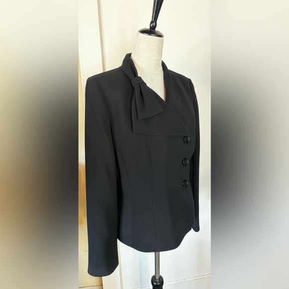 Vintage 90’s Le Suit Bow Detail Blazer Suit Jacket Formal Event Office noir - Picture 10 of 11